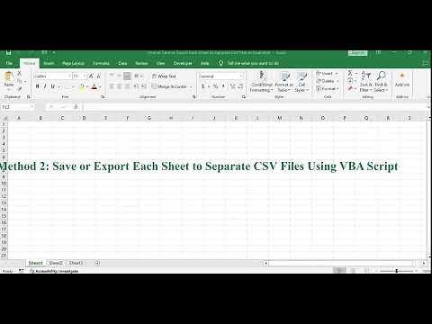 How to Save or Export Each Sheet to Separate CSV Files in Excel