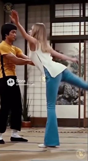 Bruce Lee teaches Sharon Tate the legendary Dragon Whip Kick