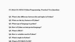 Python Practical Viva Questions SEM-I.pdf - Python Programming -I - Free PDF Download 2026