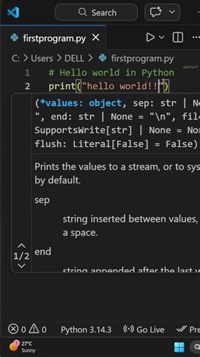 Python : Your FIRST Program in Under 36 Seconds! 🚀