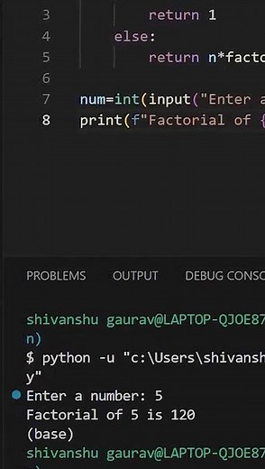 How to Find Factorial of a Number in Python 🧮🐍 (Python for Beginners 👶💻)