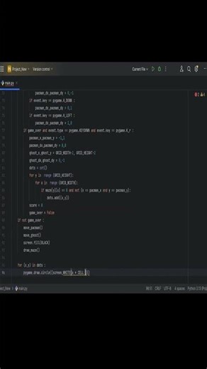 PACMAN in Python (Shorts) #coding #gamedevblog #pygame #python #3dgamedevelopment #programming