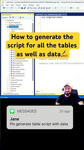 How to generate database scripts for all the tables schema and data #shorts #coding #sql #sqlqueries