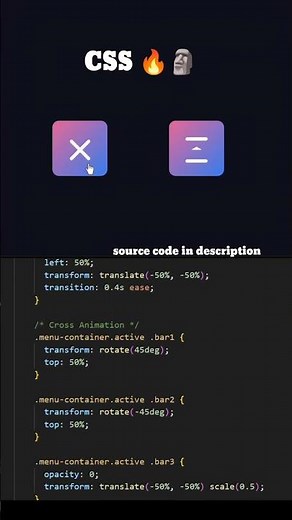 Menu Icon using CSS & HTML🧑‍💻 #coding #programming #css #html #htmlcss #frontend #menuideas #figma