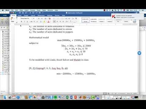 Matlab Example for Linear Programming