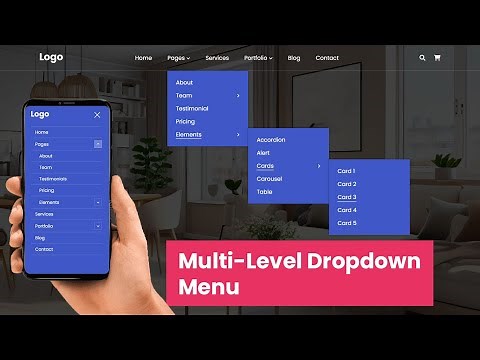 Multi Level Dropdown Menu using Html Css & Javascript | Responsive