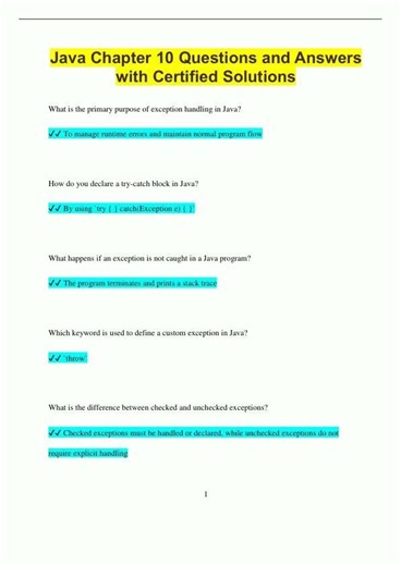 Java Chapter 10 Questions and Answers with Certified Solutions870
