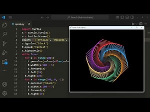 Draw Spiral Animation Pattern using Python Turtle | Colorful Turtle Graphics Art | ‪@geekbyte01‬