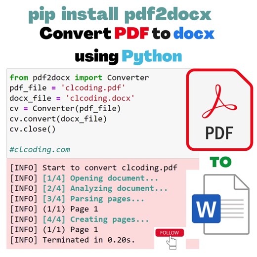 Convert PDF to Docx using Python | Python Coding