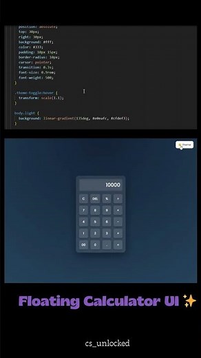 The Coolest Animated Calculator Ever! | HTML CSS JS|Floating Calculator UI |‪@cs_unlocked‬ #coding