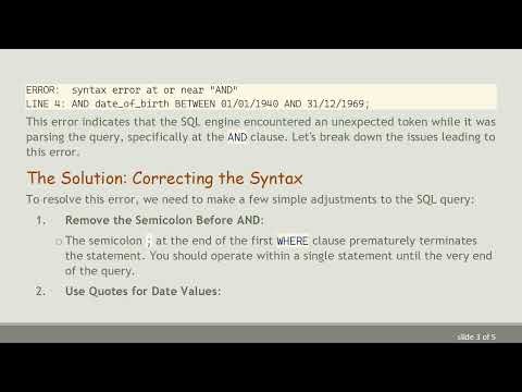 Resolving the SQL WHERE/AND Syntax Error
