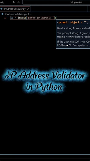 Validate IP Addresses Using Python 🔥 | Python Mini Project Day 19 #shorts #shortsfeed