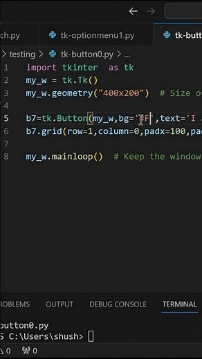 Changing Background color of a Button in Tkinter window #Tkinter #BackgroundColor #button