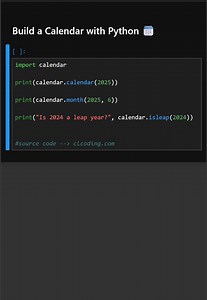 Build a Calendar with Python #codewithpython #python #programming #codingshorts #challenge #pythonchallenge | Python Coding