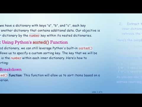 Sorting a Dictionary in Python: How to Sort by Nested Dictionary Values number