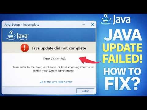 Java Update Did Not Complete Error Code 1603 FIX ( 2026 )