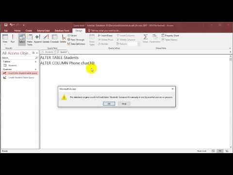 SQL with Microsoft Access 2016 lesson 3 - Alter Table