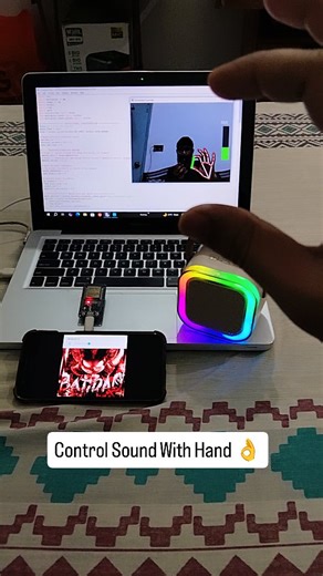 Shayan Shamim on Instagram: "Control Any Sound System With Hand Gesture 👌 Using Python Open CV and Esp32 🔥 Drop Your Feedbacks in Comments ✅ #viral #explorepage #techtrends #python #fyp"