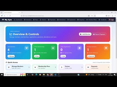 Gym Management System using Python | Django | Sqlite | HTML | Bootstrap