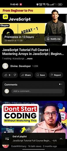 JavaScript Tutorial Full Course | Mastering Arrays in JavaScript | Beginner to Pro | lesson - 06