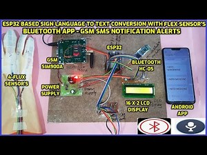 ESP32 Based Sign To Speech Conversion With Four Flex Sensor's - Bluetooth APP - GSM SMS Notification