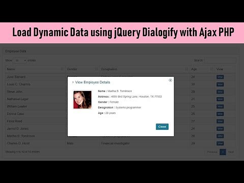 Load Dynamic Data using jQuery Dialogify with Ajax PHP