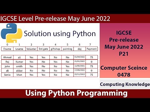 0478 May June 2022 P21 Pre Release Computer Science using Python || IGCSE 0478 Computer Science P2