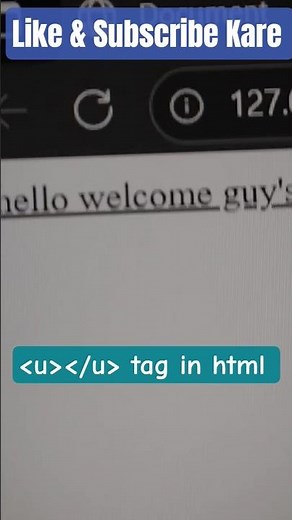 Underline Text🔥in HTML🚀Using u Tag⚡How to Underline Text📸in HTML?#coding#shorts#viral#trending#short
