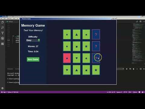 Python Memory Game Using Tkinter - [ Matching Game ]