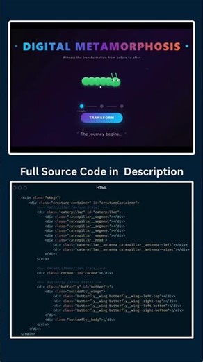 Digital Metamorphosis 🐛➡️🦋 | Pure HTML CSS Animation #shorts