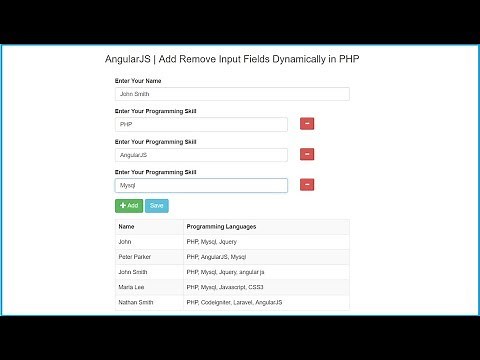 AngularJS | Add Remove Input Fields Dynamically in PHP