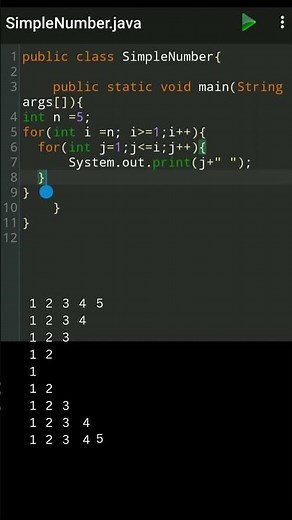java numbers pattern java pattern program