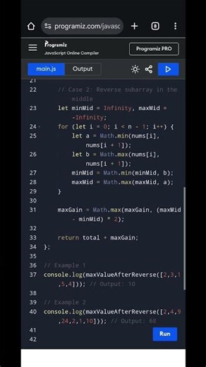 Maximum Array Value After One Subarray Reverse | JavaScript Coding Interview Problem