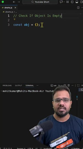 ❓ Check If Object Is Empty in JavaScript 🤯 Simple interview question that traps many developers 👀 — Use Object.keys(obj).length === 0 — Most reliable way to check empty objects — Works in interviews & real-world projects 🔥 Must-know JavaScript trick for every frontend developer. 👉 Like ❤️ | Share 🔁 | Follow @mohitdecodes 🔔 Daily coding reels & interview prep #javascript #jsinterview #coding #webdevelopment #mohitdecodes | MohitDecodes