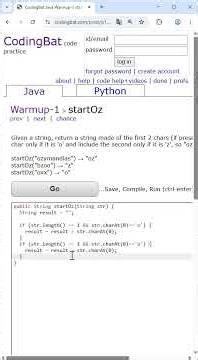 🗣️🎧: 🇨🇭 | 🧮 Basic Java - Coding Bat - "023_Warmup1_startOz" | #java #codingbat # education #basic