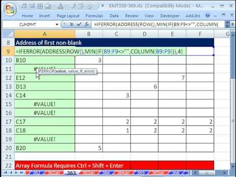 Excel Magic Trick 363: Return Cell Address of First Non-Blank