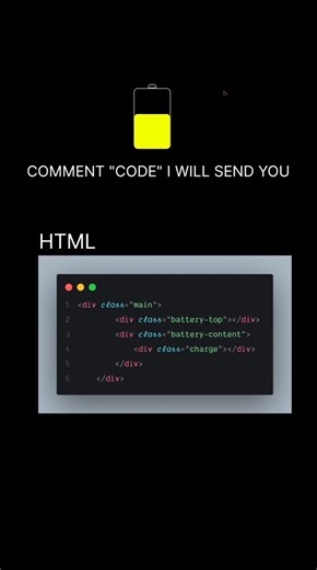 Battery Charging Animation Using HTML & CSS 🔋⚡ | Pure CSS Effect