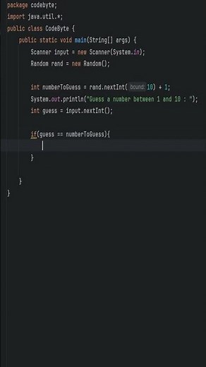 Java Number Guessing Game in 60 Seconds! | Beginner Java Project | Code Byte #Shorts
