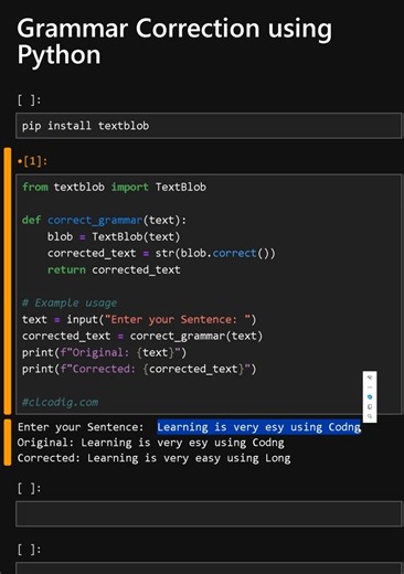 Grammar Correction using Python | Python Coding