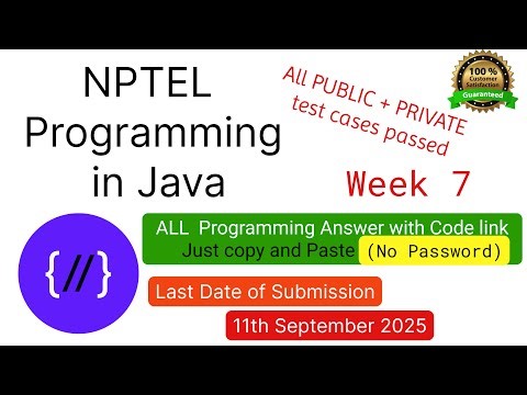 NPTEL Programming in Java week 7 all 5 programming assignment answer with code link