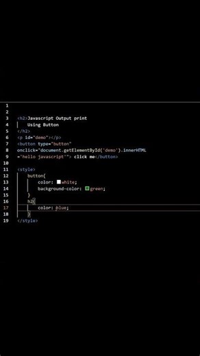 How To print Javascript Output In Html #shorts #html #js #javascript