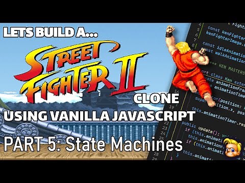 Coding a Street Fighter game | JavaScript, HTML Canvas | Adding basic moves through states (Part 5)