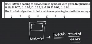 Use Huffman coding to encode these symbols with given frequenci... | Filo