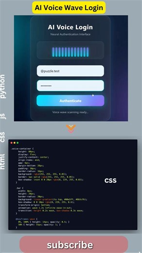 This AI Voice Wave Login Animation is Next Level 🤯 #shorts #frontend #coding #htmlcssjs