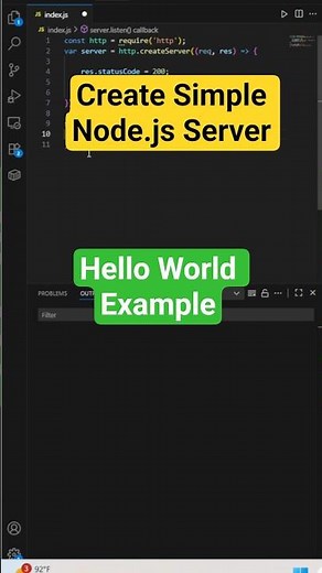 Create Simple Node.js Server in 60 Seconds | Hello World Example #nodejs #server #javascript