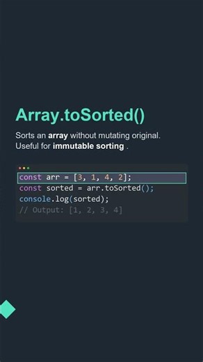 ⚡ Array.toSorted() - JavaScript Trick You NEED #Shorts