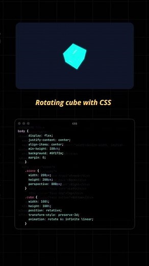 🌀 Rotating 3D Cube in HTML & CSS | Pure CSS Magic ✨