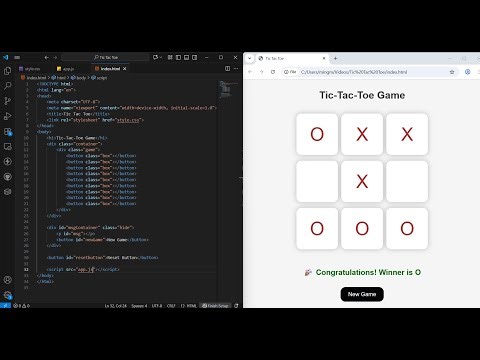 Tic Tac Toe Game Using HTML, CSS & JavaScript | Step-by-Step Tutorial for Beginners (2025)