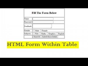 HTML Form Within Table | HTML Form , HTML Form inside Table, HTML Table.