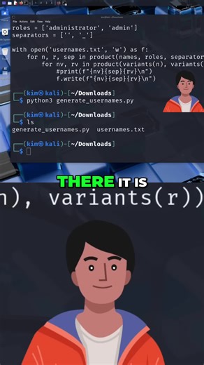 Kim's Python script auto-creates usernames! ✅ Verification time. Free guides rooted devices at PrivacyPortal.co.uk #Python #Scripting #Automation #Privacy #Cybersecurity